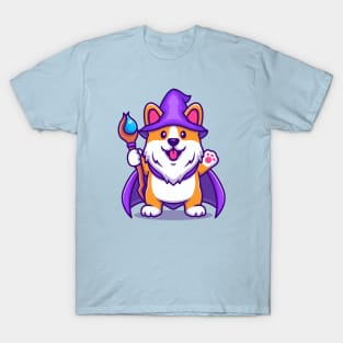 Cute Corgi Dog Wizard With Magic Wand T-Shirt